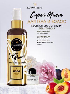 Спрей мист для тела и волос парфюмированный U004 Bibliotheque, 200 мл