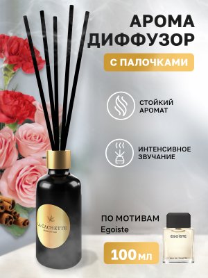 Аромадиффузор с палочками/диффузор M069 по мотивам Egoiste, 100 мл