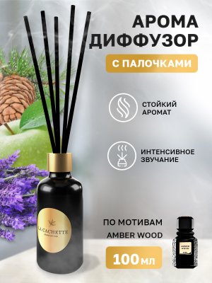 Аромадиффузор с палочками/диффузор La Cachette U028 по мотивам Amber wood, 100 мл