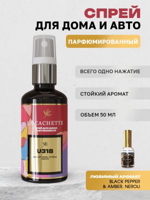 Парфюм для авто и дома U318 по мотивам Black Pepper & Amber, Neroli, 50 мл спрей (Унисекс аромат)