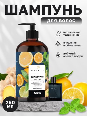 Шампунь для волос увлажняющий M019 по мотивам Bleu de, 250 мл, с дозатором